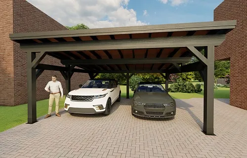 Деревянный односкатный навес для двух авто МОНБЛАН — Фото 10