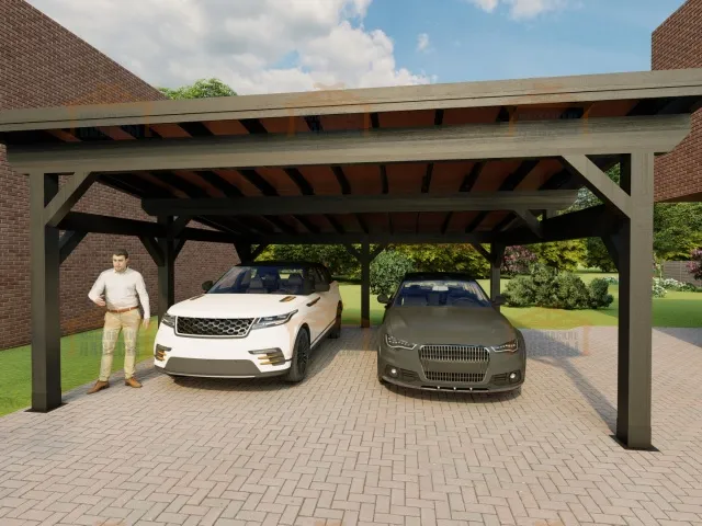 Деревянный односкатный навес для двух авто МОНБЛАН — Фото 10