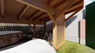 Деревянный навес для двух авто НИКОЛИНСКИЙ - миниатюра