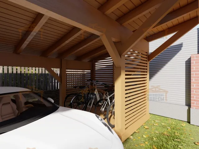 Деревянный навес для двух авто НИКОЛИНСКИЙ — Фото 8