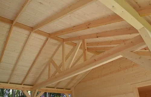 Деревянный навес для двух машин с каркасным домиком ОЛИМП — Фото 3