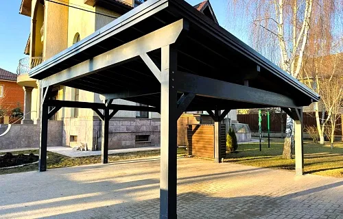 Деревянный односкатный навес для двух авто МОНБЛАН — Фото 9