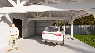 Навес для двух автомобилей с хозблоком БАВАРИЯ MAXI 2.0 - миниатюра