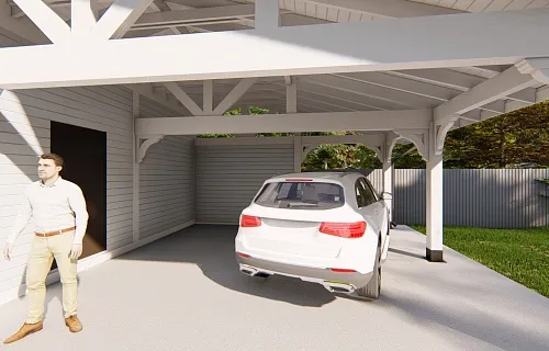 Навес для двух автомобилей с хозблоком БАВАРИЯ MAXI 2.0 — Фото 10