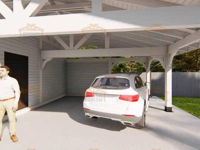 Навес для двух автомобилей с хозблоком БАВАРИЯ MAXI 2.0 — Фото 10