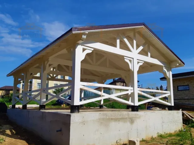 Деревянный навес для авто с ограждениями МОНТЕ-КАРЛО — Фото 2