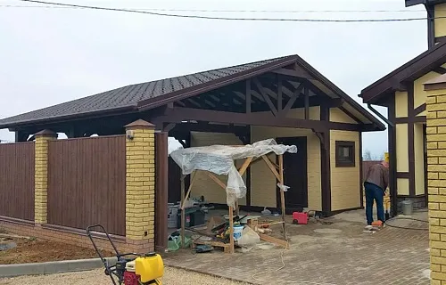 Навес для двух автомобилей с хозблоком БАВАРИЯ — Фото 8