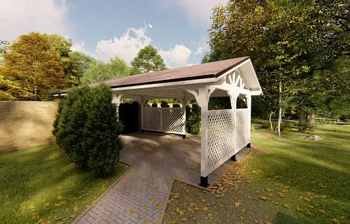 Деревянный навес для машин с перголами НИКОЛЬСКИЙ — Фото 9