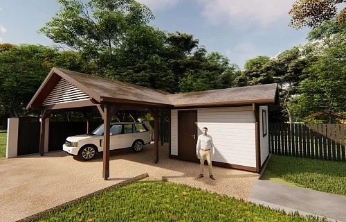 Навес для двух автомобилей с хозблоком КАЛИФОРНИЯ — Фото 13