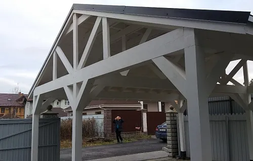 Деревянный навес для двух авто ОСТРОВ — Фото 4