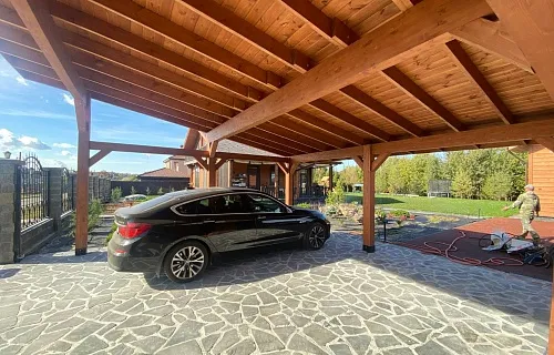 Навес для двух машин с хозблоком ОРЕГОН — Фото 4