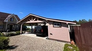 Навес для двух автомобилей с хозблоком КАРЕЛИЯ - миниатюра