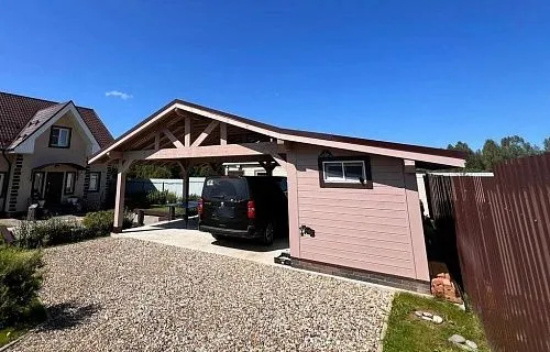 Навес для двух автомобилей с хозблоком КАРЕЛИЯ — Фото 1