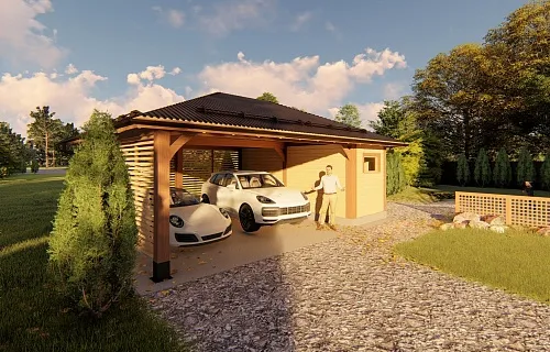 Деревянный навес для машин с хозблоком ЛИНКОЛЬН — Фото 8