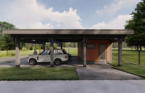 Навес для автомобилей с хозблоком ФАХВЕРК — Фото 8