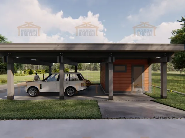 Навес для автомобилей с хозблоком ФАХВЕРК — Фото 8