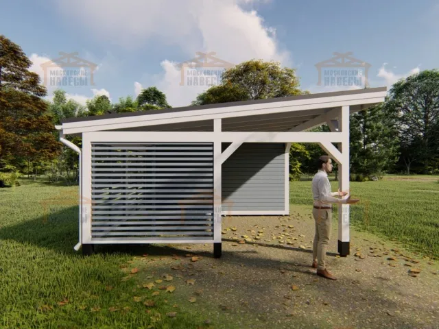 Навес для одной машины с хозблоком ЛЕГРАН — Фото 5