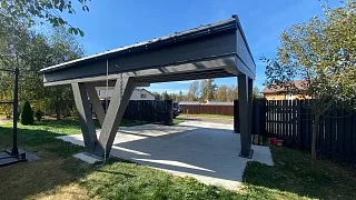 Односкатный навес для двух авто ХАЙТЕК - миниатюра
