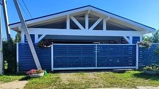 Навес для трех авто с хозблоком СОНАТА - миниатюра