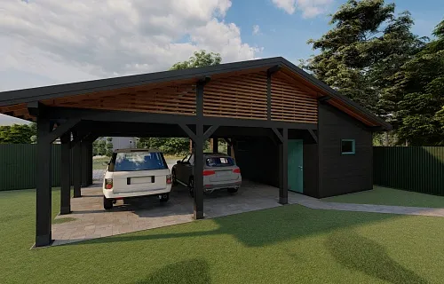 Навес для двух машин с хозблоком ВИКИНГ 2.0 — Фото 12