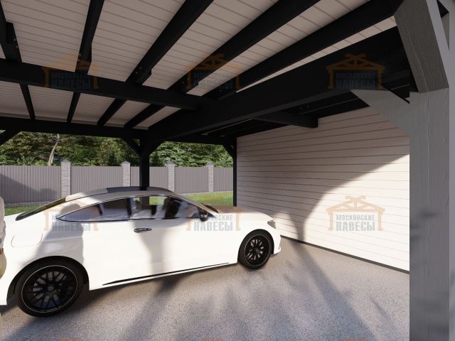Навес для двух машин с хозблоком ФЛЭТ 1.0 — Фото 6