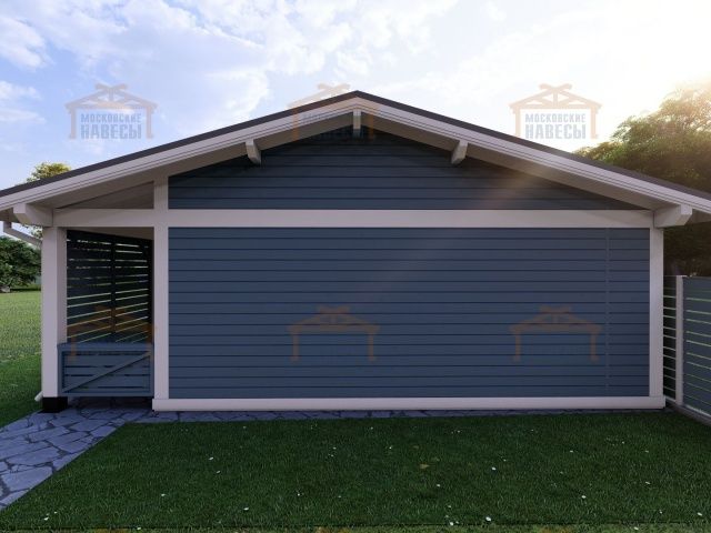 Навес для трех авто с хозблоком СОНАТА — Фото 6