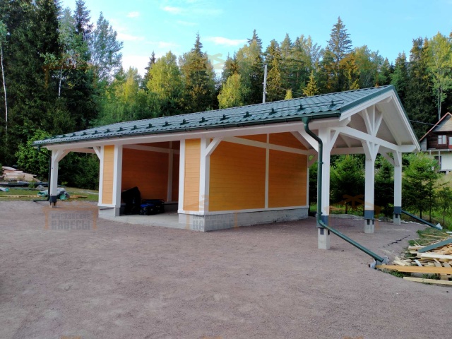 Навес для двух автомобилей с гаражом ТАЕЖНЫЙ — Фото 3