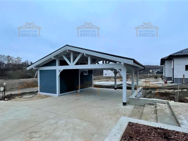 Навес для двух автомобилей с хозблоком БАВАРИЯ MAXI — Фото 3