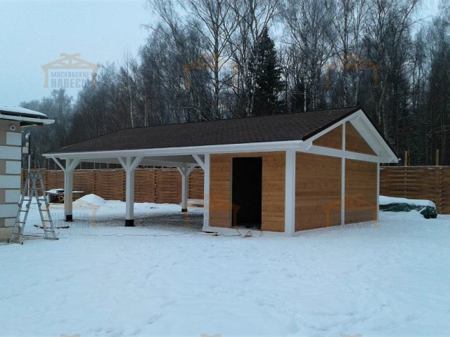 Навес для двух машин с хозблоком РИВЬЕРА 2.0 — Фото 4