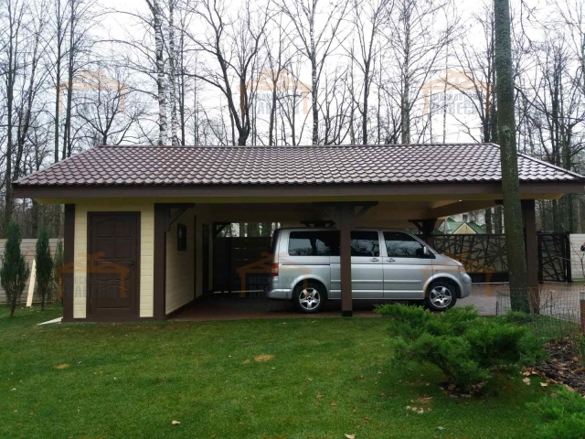 Деревянный навес для двух авто НОВОГОРСКИЙ — Фото 2
