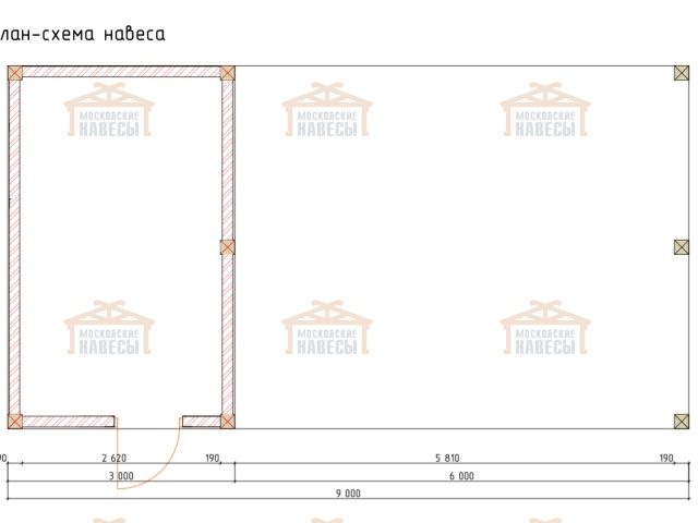 Навес для двух автомобилей с хозблоком КОНСУЛ — Фото 6