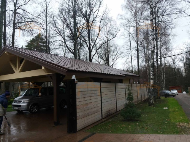 Деревянный навес для двух авто НОВОГОРСКИЙ — Фото 5