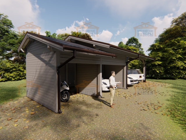 Навес для двух машин с хозблоком ФЭМИЛИ 2.0 — Фото 3