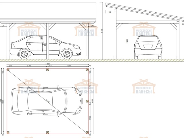 Навес для одного автомобиля ЛОТУС 2.0 — Фото 5