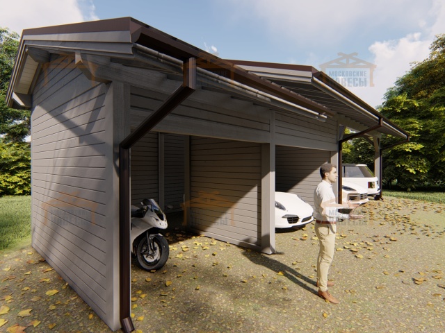 Навес для двух машин с хозблоком ФЭМИЛИ 2.0 — Фото 2
