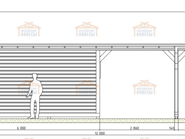 Навес для двух машин с хозблоком МАЯК — Фото 5