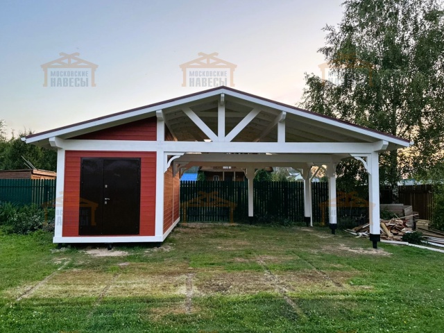 Навес для двух автомобилей с хозблоком БАВАРИЯ MAXI — Фото 7