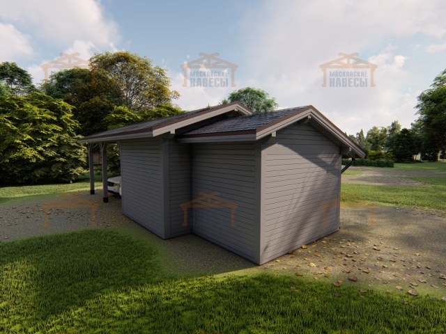 Навес для двух машин с хозблоком ФЭМИЛИ 2.0 — Фото 4