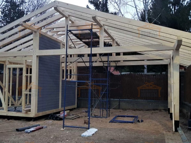 Навес для двух автомобилей с хозблоком КОНСУЛ — Фото 4