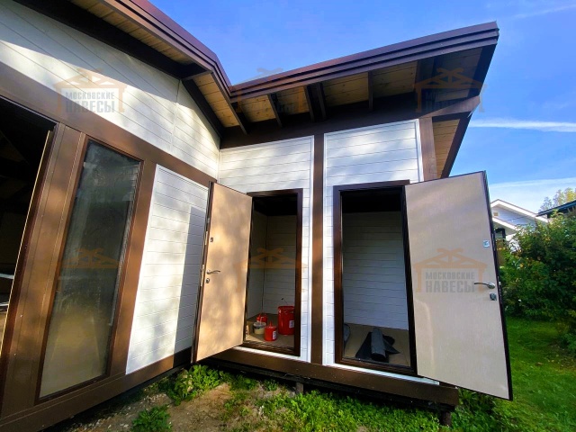 Застекленная беседка с хозблоками ТЕСЛА — Фото 5