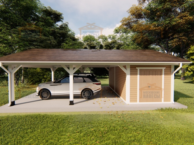 Навес для двух машин с хозблоком РИВЬЕРА 2.0 — Фото 5