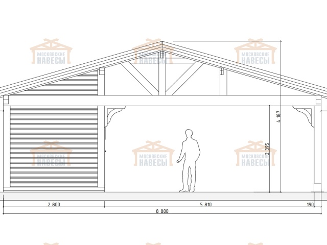 Навес для двух автомобилей с хозблоком БАВАРИЯ MAXI — Фото 15