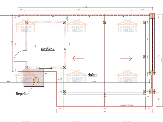 Навес для двух автомобилей с хозблоком АРАРАТ — Фото 5