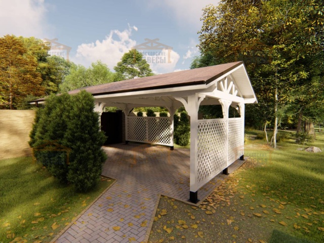 Деревянный навес для машин с перголами НИКОЛЬСКИЙ — Фото 9