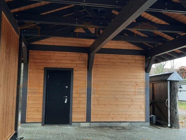 Навес для двух машин с хозблоком ЛЕСНОЙ — Фото 5