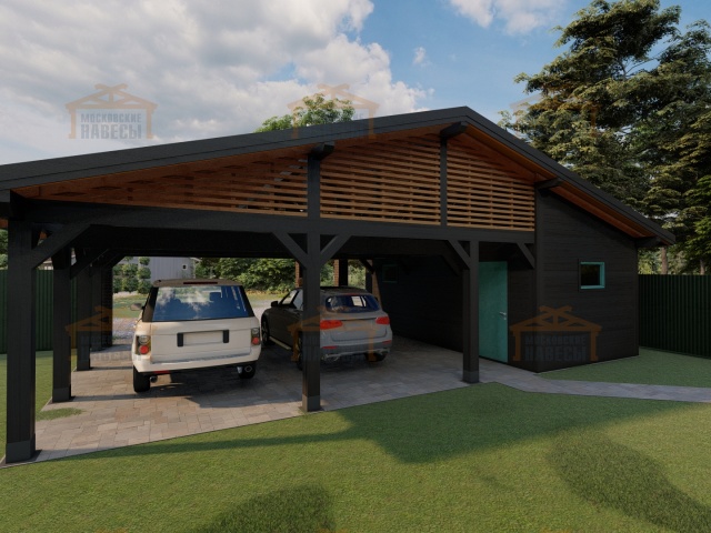 Навес для двух машин с хозблоком ВИКИНГ 2.0 — Фото 12