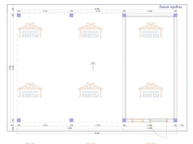 Навес для двух машин с хозблоком ФЛЭТ 1.0 — Фото 7